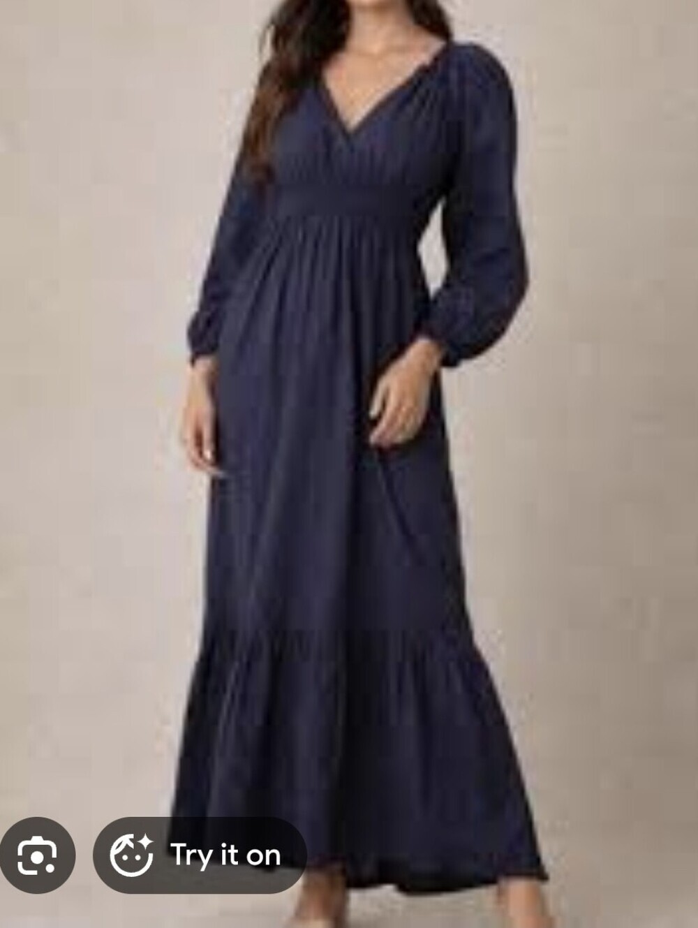 Patrons Of Peace Navy Blue Smocked Waist Maxi Dress Size XS - Picture 1 of 11
